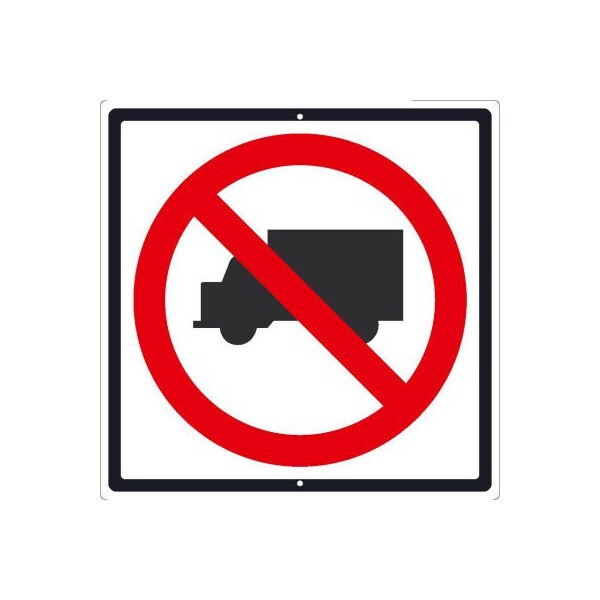 NMC Traffic Sign, No Trucks Sign, 24in x 24in, White